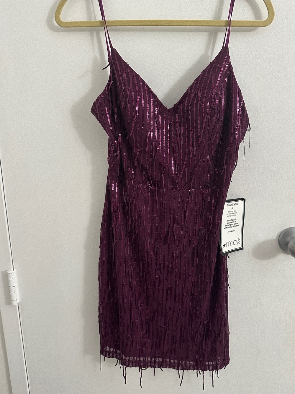 Deep Plum Sequin Spaghetti Strap Flapper Girl Vegas Cocktail Mini Dress